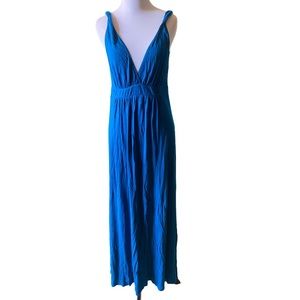 Deep v Aqua maxi dress
